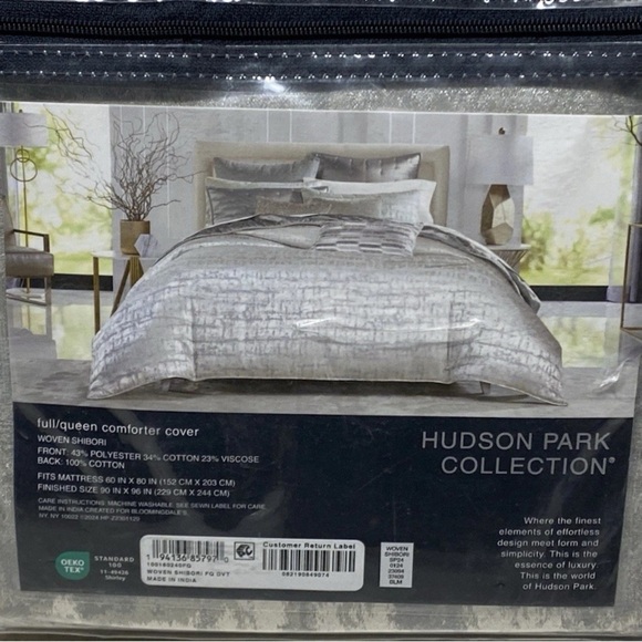 Hudson Park Collection Woven Shibori Silver Comforter Luxurious Bedding - Picture 3 of 3